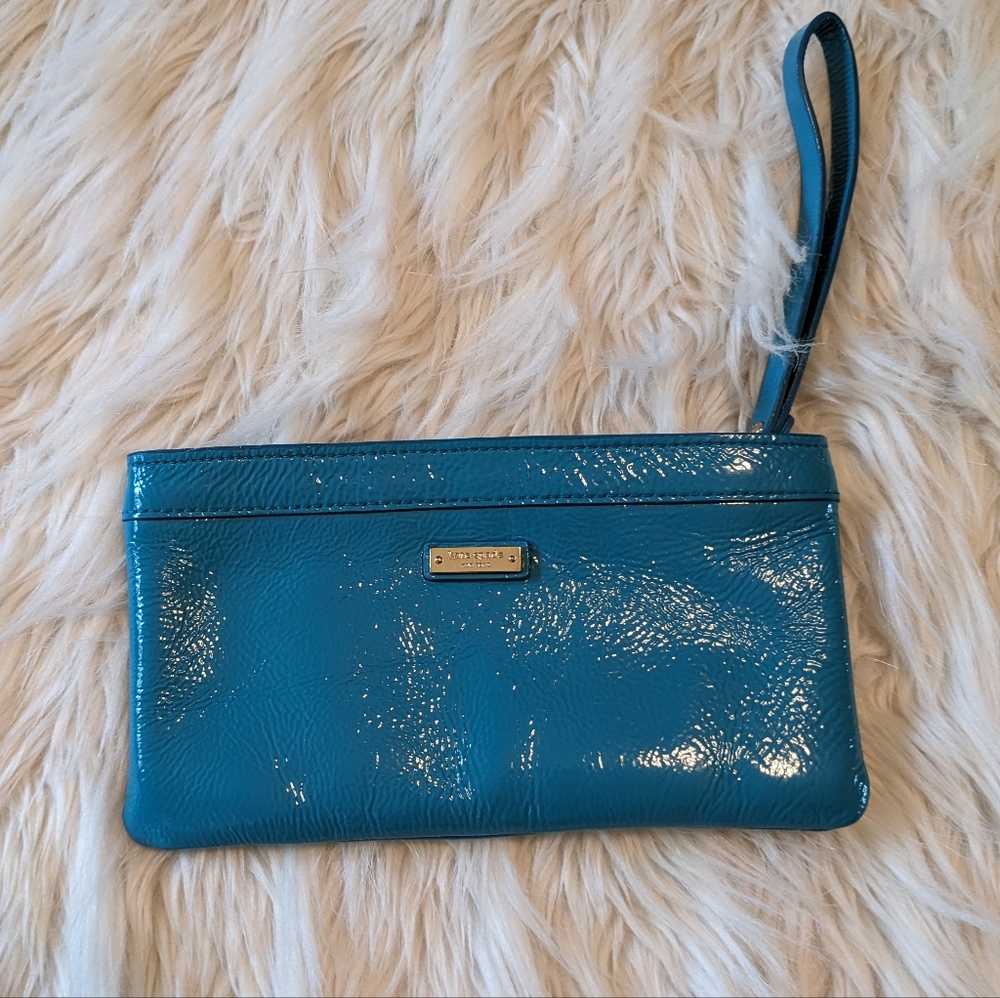 Kate Spade Turquoise Envelope Patent Leather Clutch